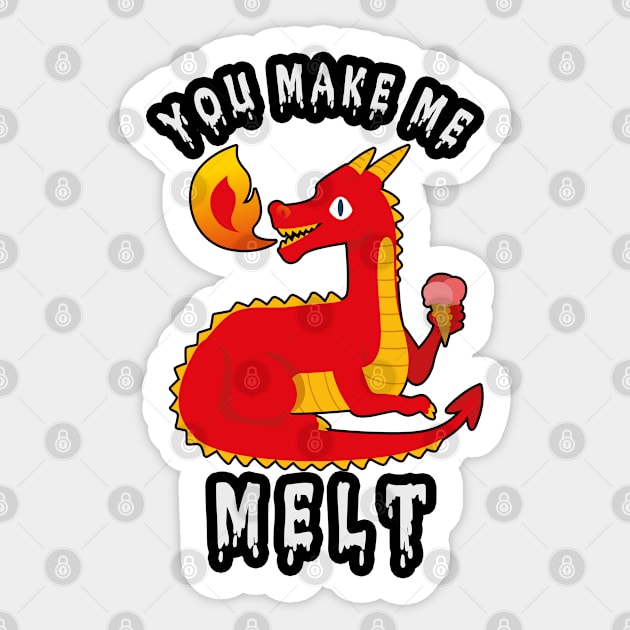 🐲 "You Make Me Melt" Cute Fire-Breathing Dragon Sticker by Pixoplanet